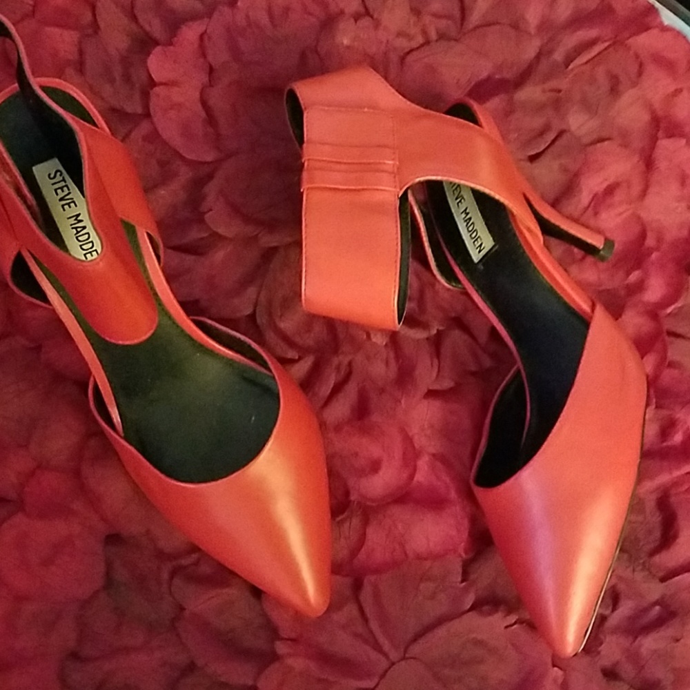 Red ankle strap heels